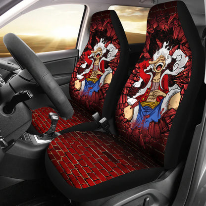 One Piece Car Seat Covers Luffy Gear 5 Breaks The Wall Seat Covers Red