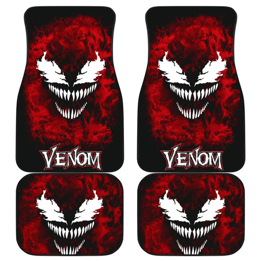 Venom Car Mats MV Venom Flaming Fire Pattern Car Floor Mats Black Red