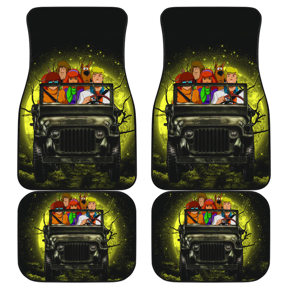 Scooby Doo Car Mats Scooby Doo Funny Drive Car Moonlight Halloween Car Floor Mats Black Yellow