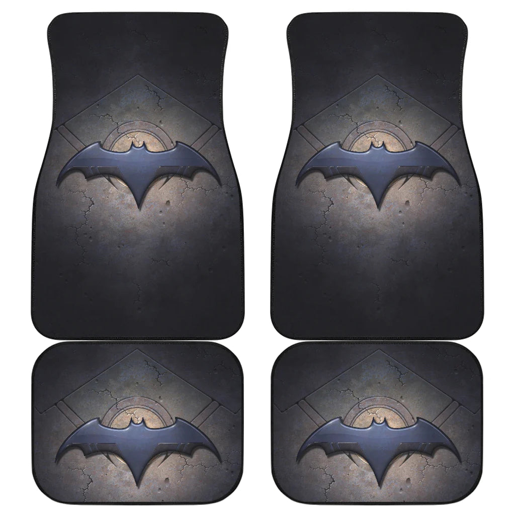 Batman Car Mats DC Brwaking Stone Batman Symbol Car Floor Mats Black Brown