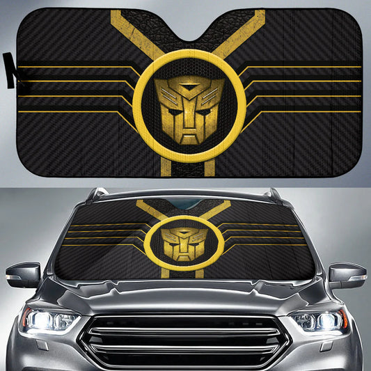 Transformer Car Sun Shade Metal Transformers Autobots Logo Winshield Sun Shade Black Yellow