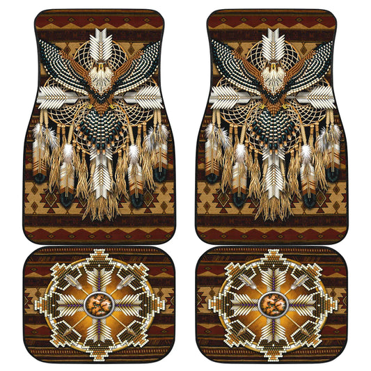 Native American Car Mats Eagle Arrows Dreamcatchers Pattern Car Floor Mats Brown