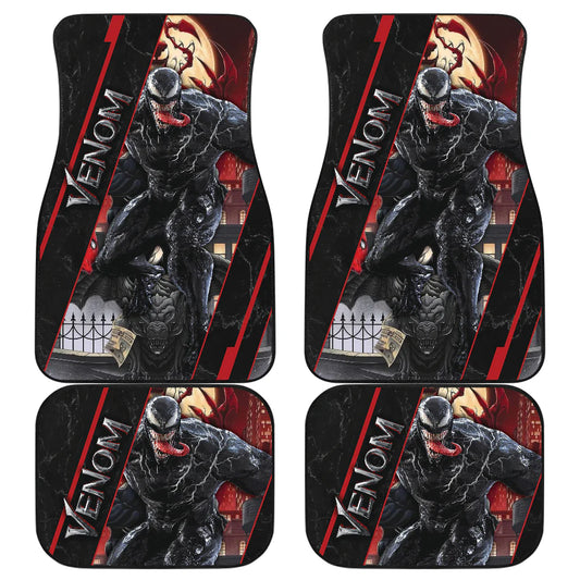 Venom Car Mats Venom And Carnage Under Moonlight In City Car Floor Mats Black Red