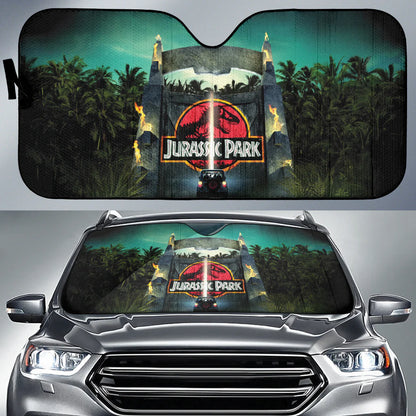 Jurassic Park Car Sun Shade Jurassic Park Opening Gate Winshield Sun Shade Green