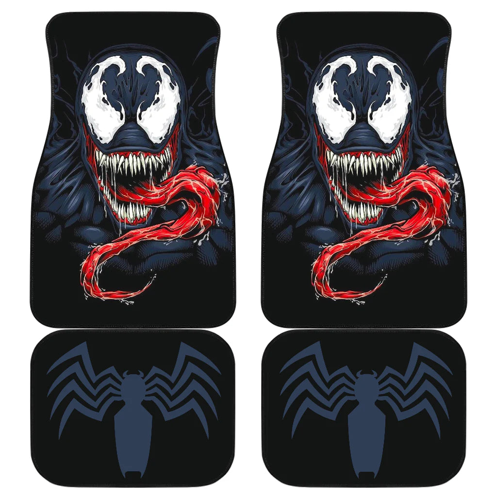 Venom Car Mats MV Venom Scary Tounge Graphic Car Floor Mats Black Blue