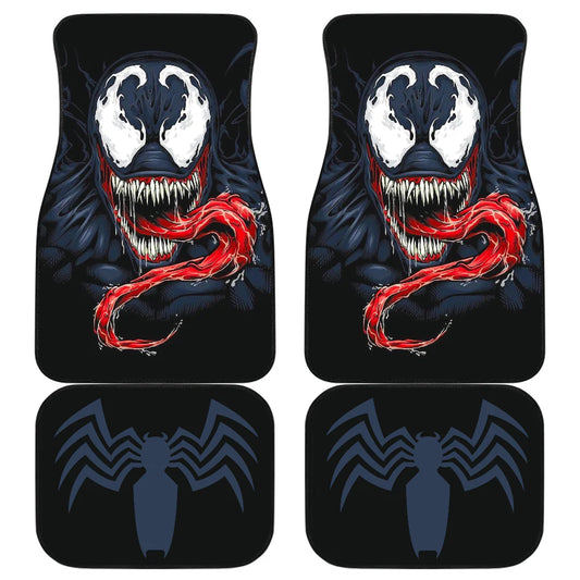 Venom Car Mats MV Venom Scary Tounge Graphic Car Floor Mats Black Blue