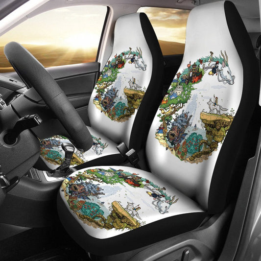 SGhibli Car Seat Covers Ghibli All Characters Graphic Art Seat Covers White