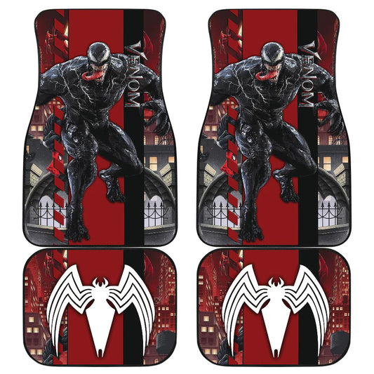 Venom Car Mats MV Venom In The City Graphic Car Floor Mats Black Red