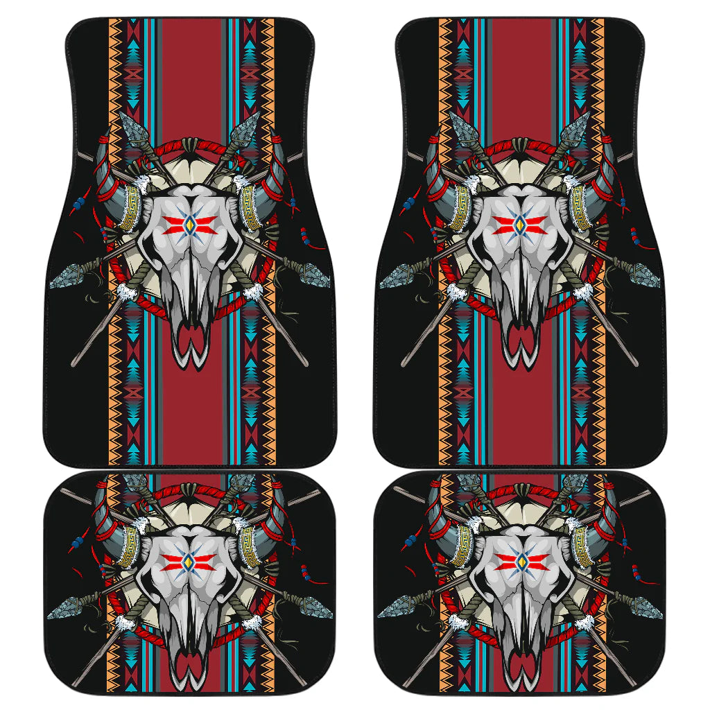 Native American Car Mats Native American Bull Skull Graphic Car Floor Mats Colorful