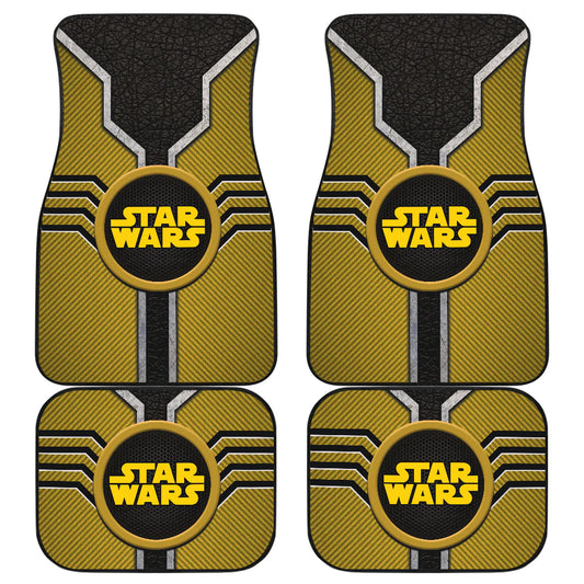 SW Car Mats SW Logo Leather Pattern Car Floor Mats Black Yellow