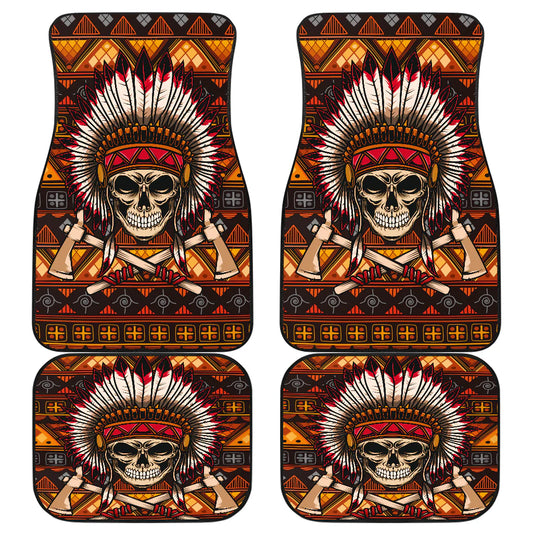 Native American Car Mats Skull And Axes Native American Car Floor Mats Brown