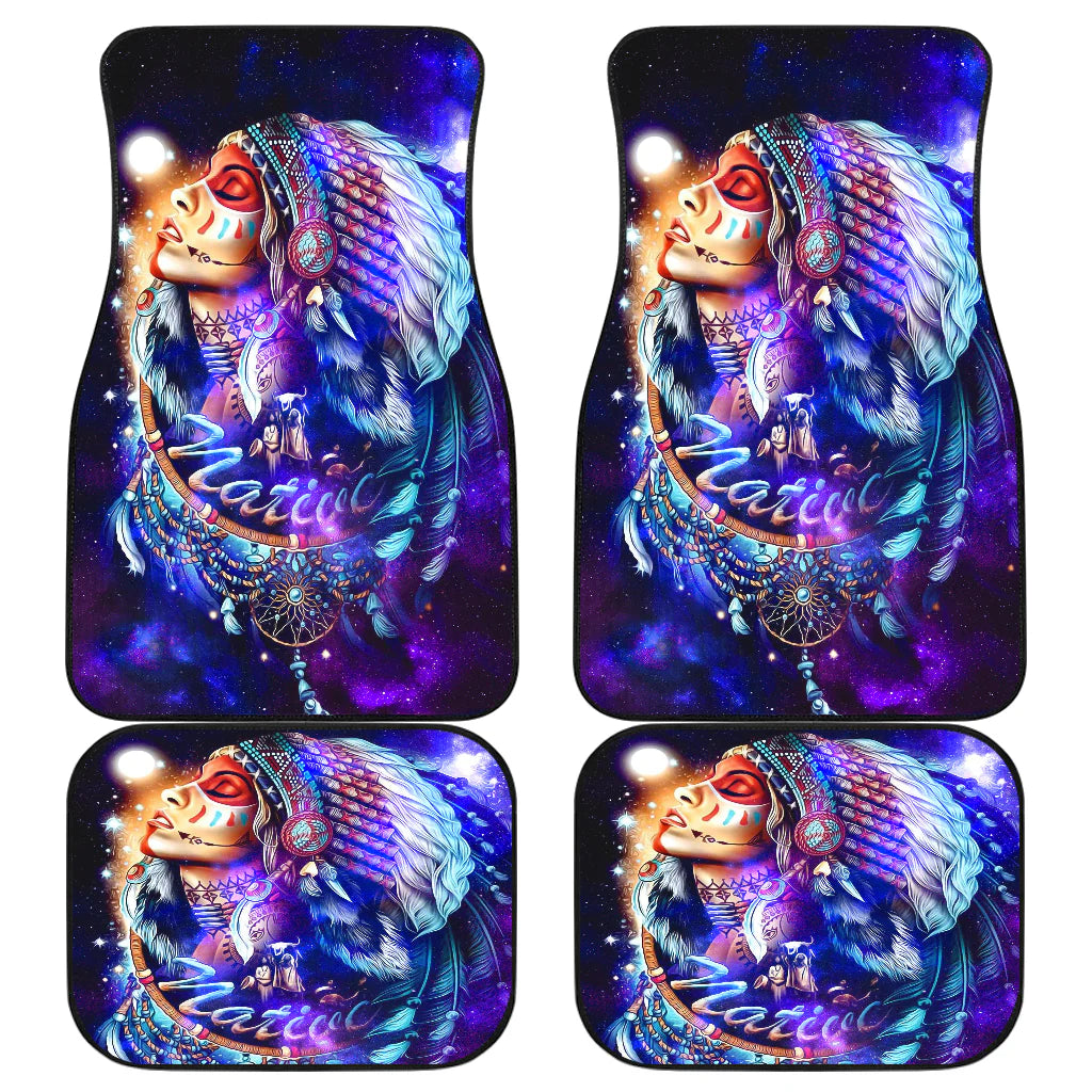 Native American Car Mats Girl In Galaxy Native American Car Floor Mats Blue