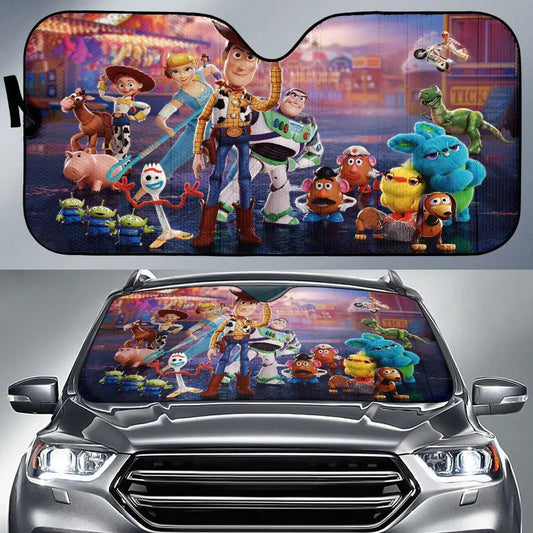 Toy Story Car Sun Shade Toy Story All Characters Graphic Winshield Sun Shade Colorful