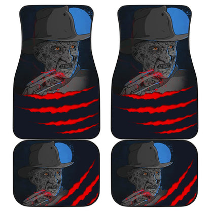 Horror Car Floor Mats Freddy Krueger Claw Blue Theme Car Mats