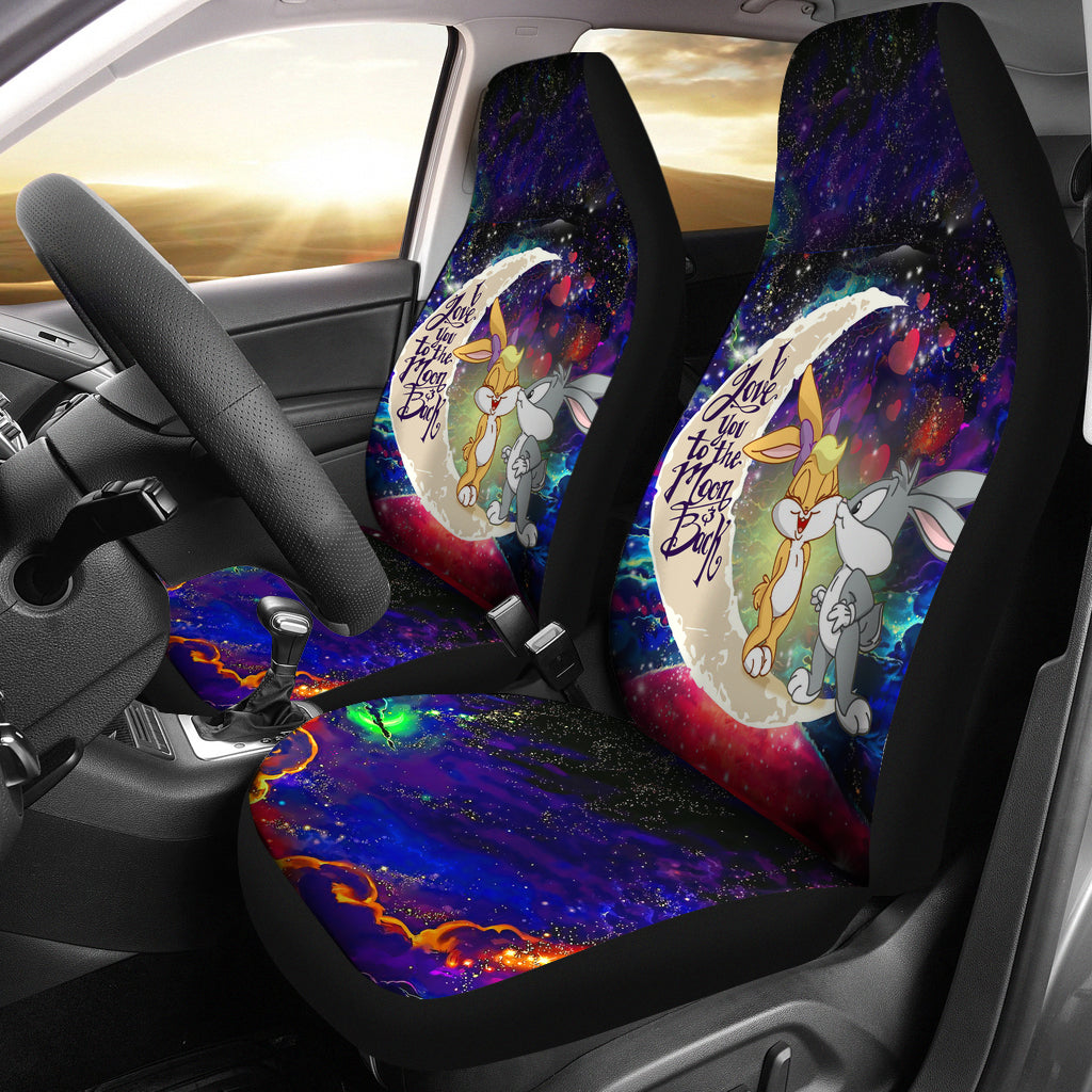 Bunny Couple Love You To The Moon Galaxy Car Seat Covers