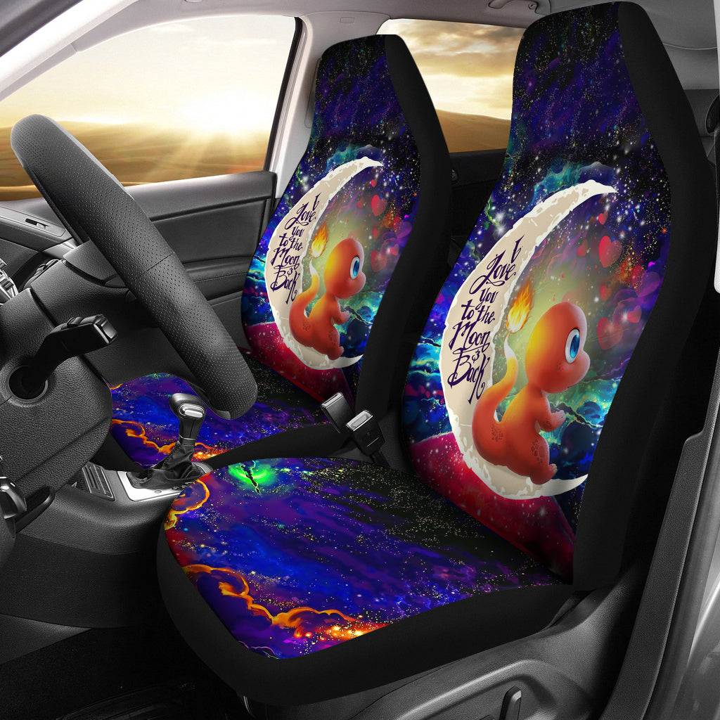 Cute Charmander Love You To The Moon Galaxy Car Seat Covers