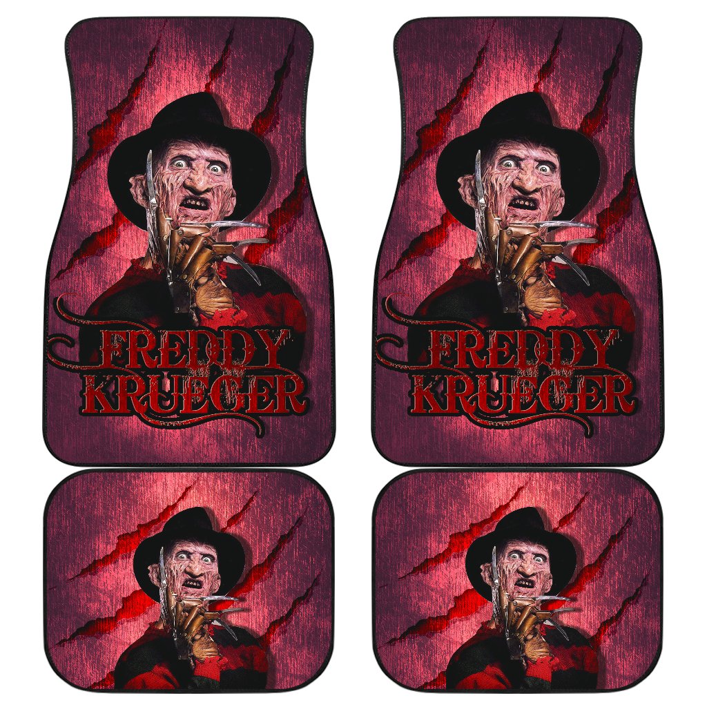 Horror Car Floor Mats Freddy Krueger Claw Red Theme Car Mats