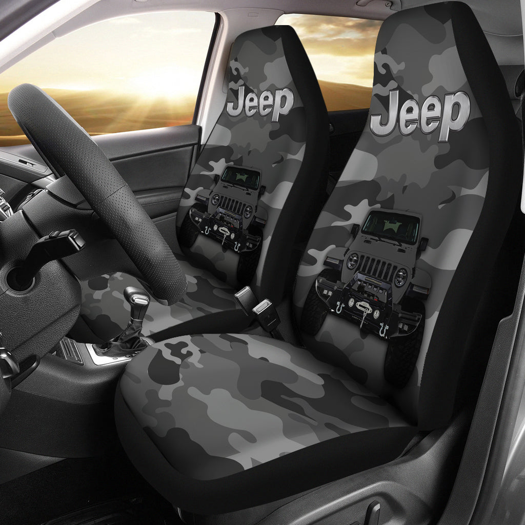 Gray Jeep Camouflage Car Seat Covers