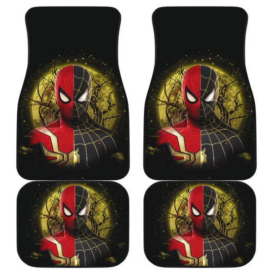 Spiderman Car Mats Spiderman Original And Black Suit Under Moonlight Car Floor Mats Colorful