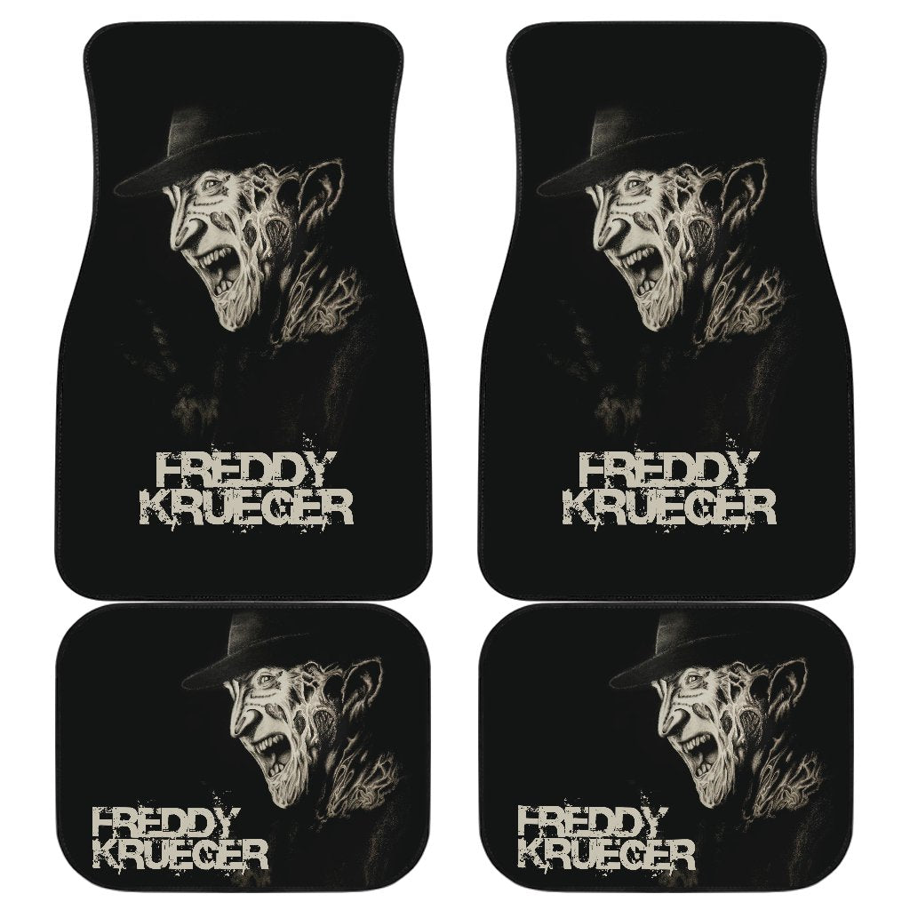 Horror Car Floor Mats Freddy Krueger Shouting Black White Car Mats