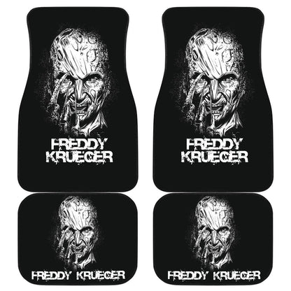 Horror Car Floor Mats Freddy Krueger Dissolving Face Black White Car Mats