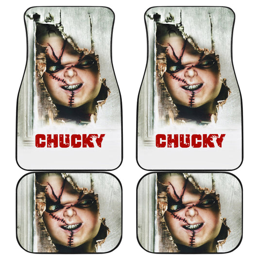 Horror Car Floor Mats - Scary Chucky Face Behind The Wall Car Mats