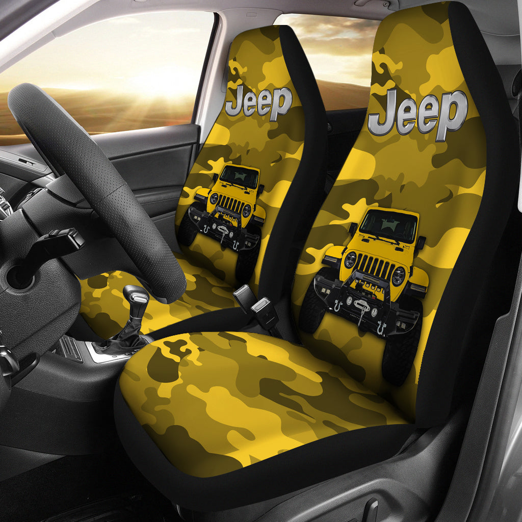 Yellow Jeep Camouflage Car Seat Covers