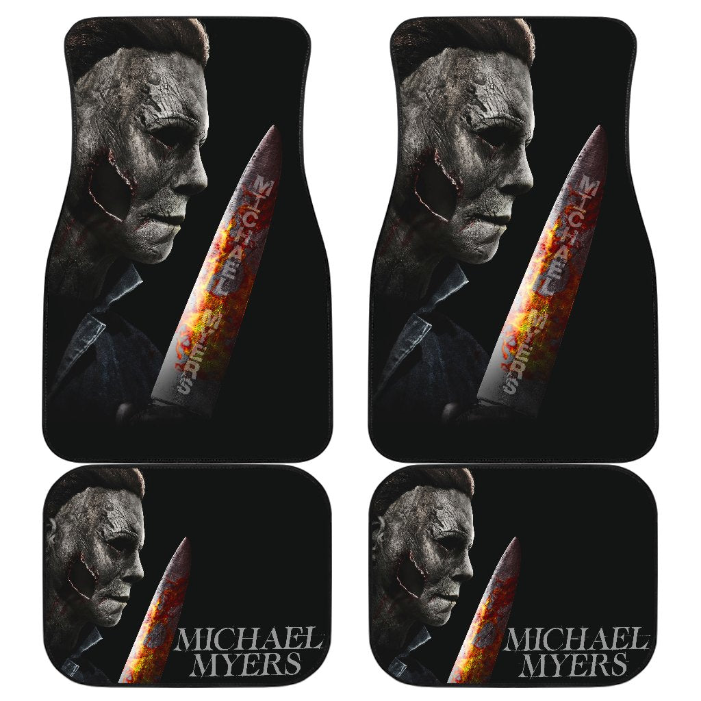 Horror Car Floor Mats Michael Myers Stone Face With Knife Car Mats