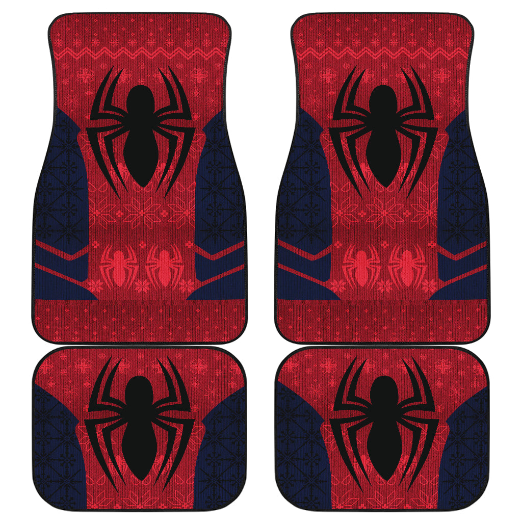 Spiderman Car Mats Spiderman Symbol Christmas Pattern Car Floor Mats Black Red