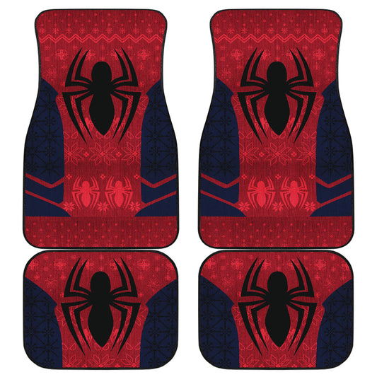 Spiderman Car Mats Spiderman Symbol Christmas Pattern Car Floor Mats Black Red