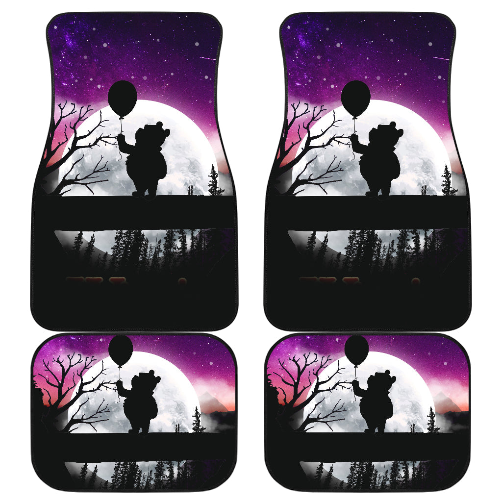 WTP Car Mats Pooh Silhouette With Moonlight Car Floor Mats Black Purple