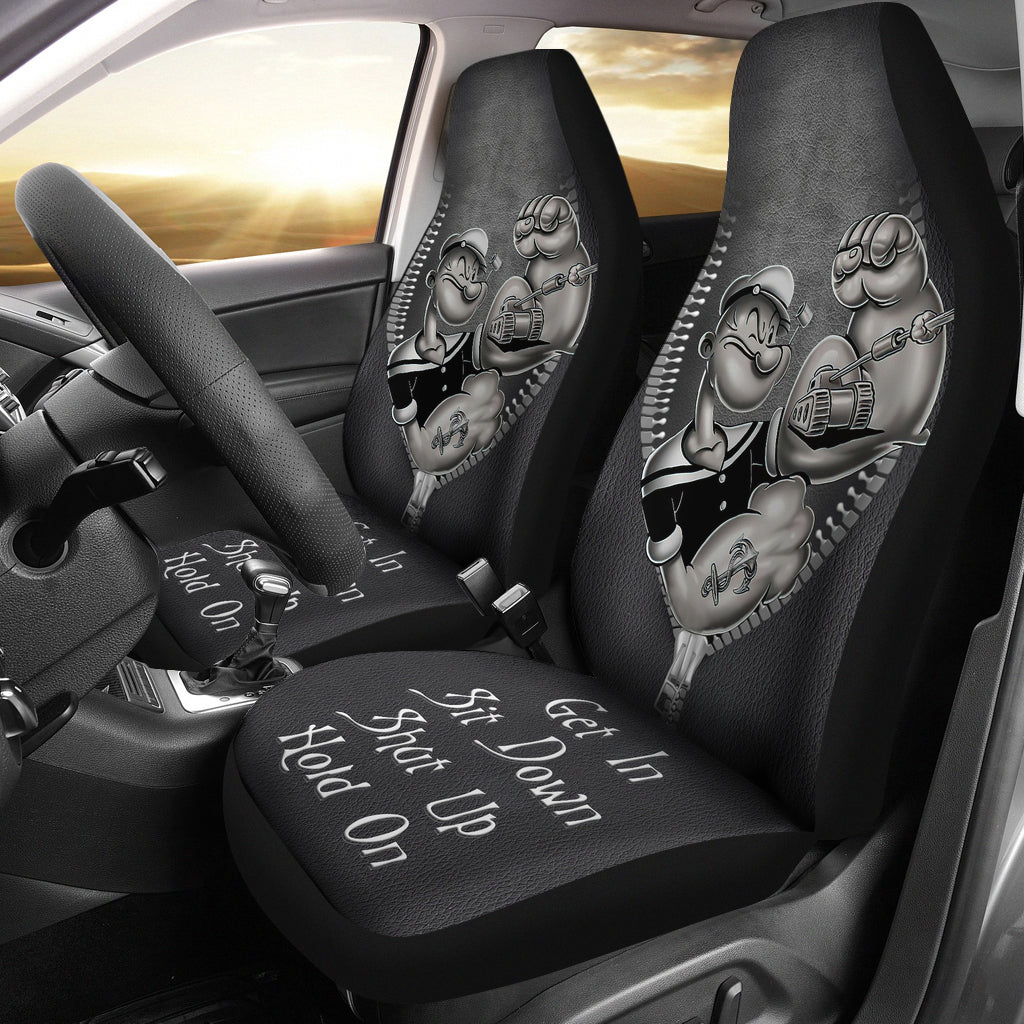 Popeyes Power Get In Sit Down Shut Up And Hold On Car Zipper Car Seat Covers