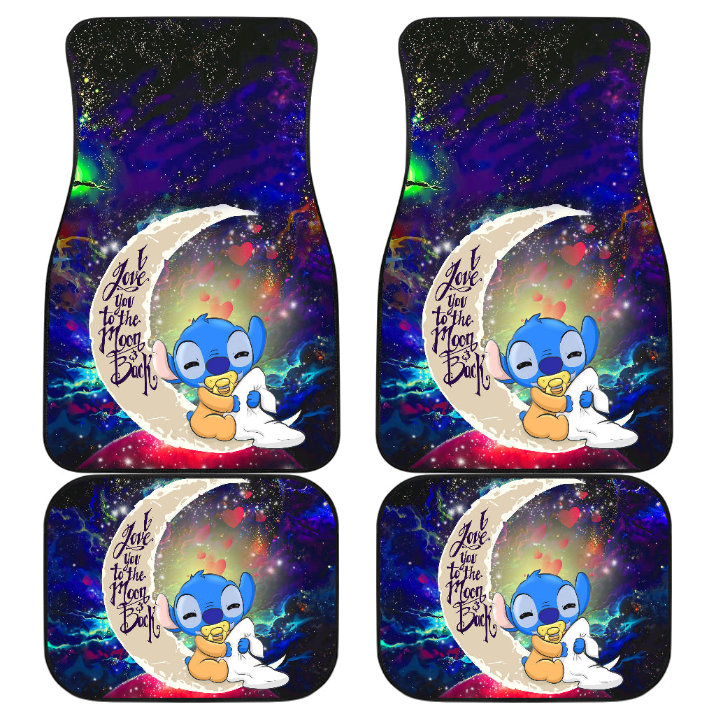 Stitch Car Mats Cute Baby Stitch Sleepy Love You To The Moon Car Floor Mats Blue