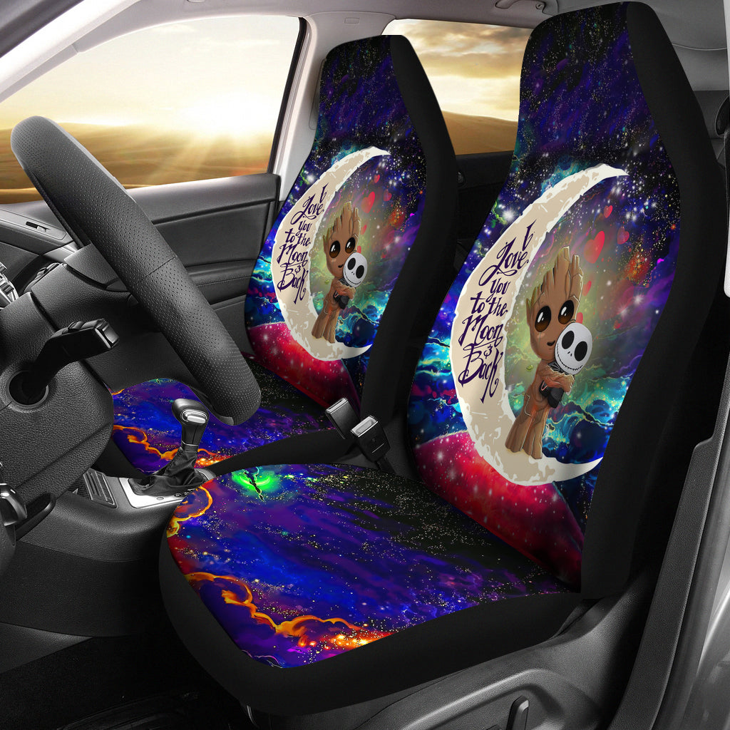 Groot Hold Jack Skelington Love You To The Moon Galaxy Car Seat Covers