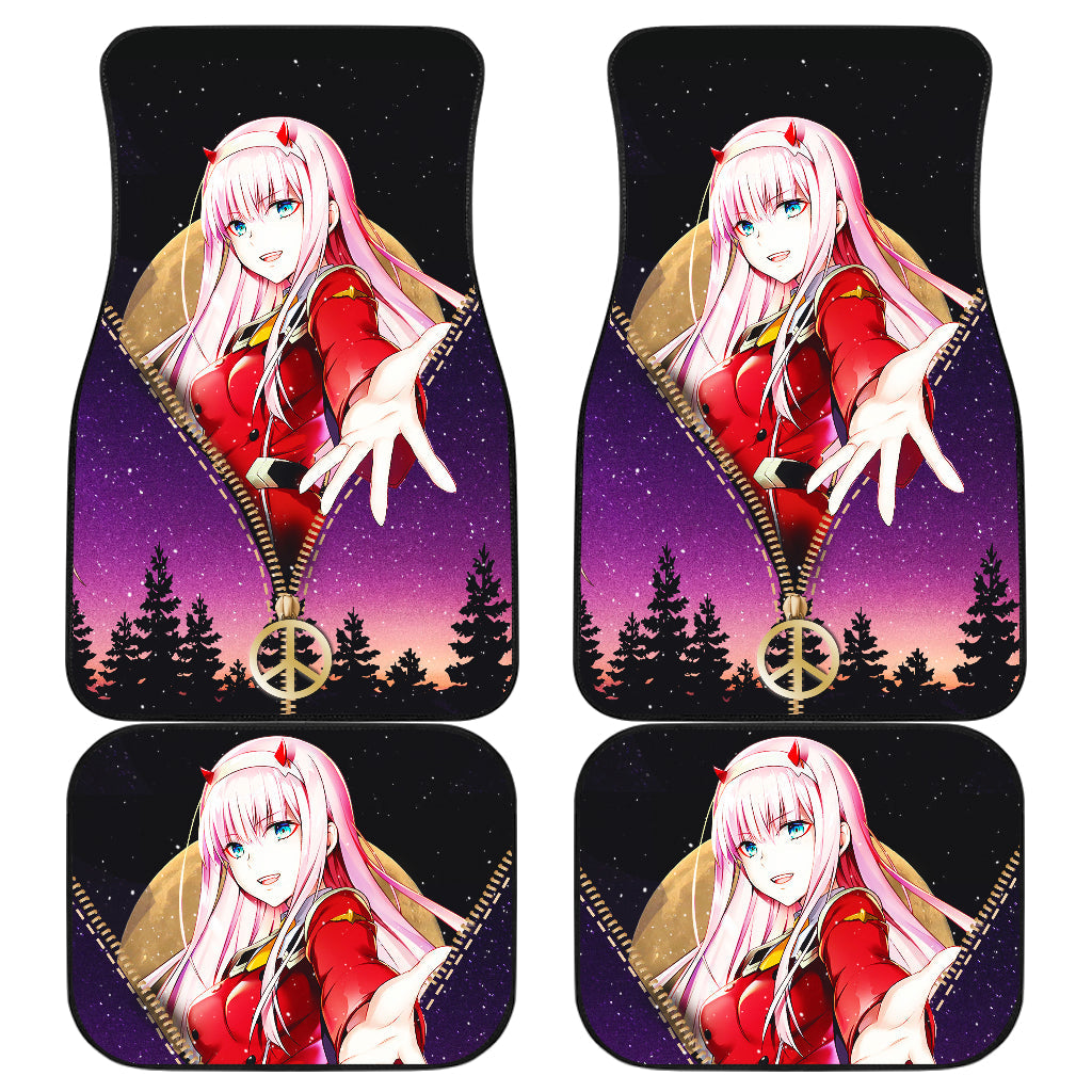 Darling In The Franxx Car Mats Zero Two Zipper Forest Night Pattern Car Floor Mats Colorful