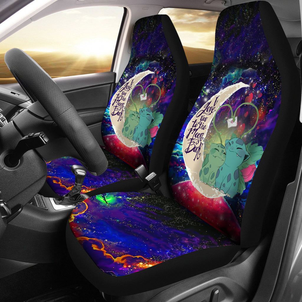 Bulbasaur Couple Love You To The Moon Galaxy Car Seat Covers