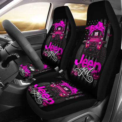 Halloween American Flag Pink Jeep Girl Car Seat Covers