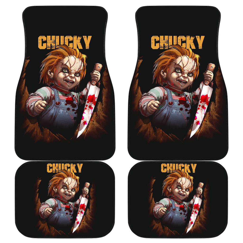 Horror Car Floor Mats Chucky Child's Play Nice Blood Horror Film Halloween Car Floor Mats Horror Car Mats