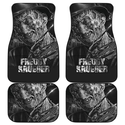 Horror Car Floor Mats Freddy Krueger Portrait Black White Car Mats