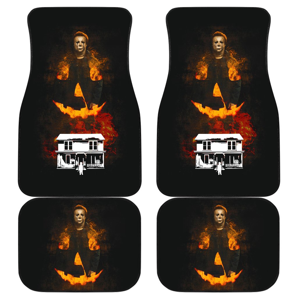 Horror Car Floor Mats Michael Myers Knife Pumpkin Face Car Mats