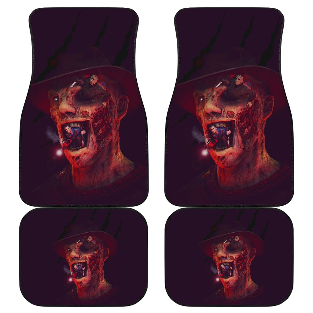 Horror Car Floor Mats Freddy Krueger With Other Villains Jason Car Mats