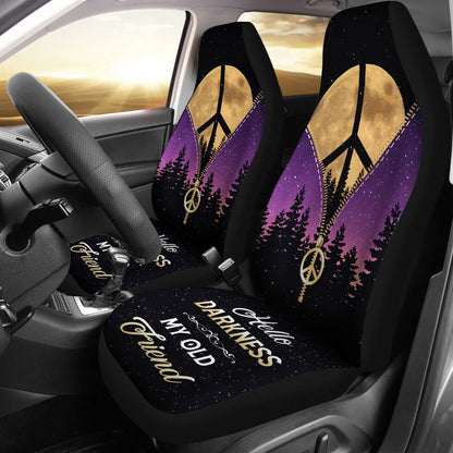 Purple Pink Darkness My Old Friend Hippie Moon Zipper Car Seat Covers