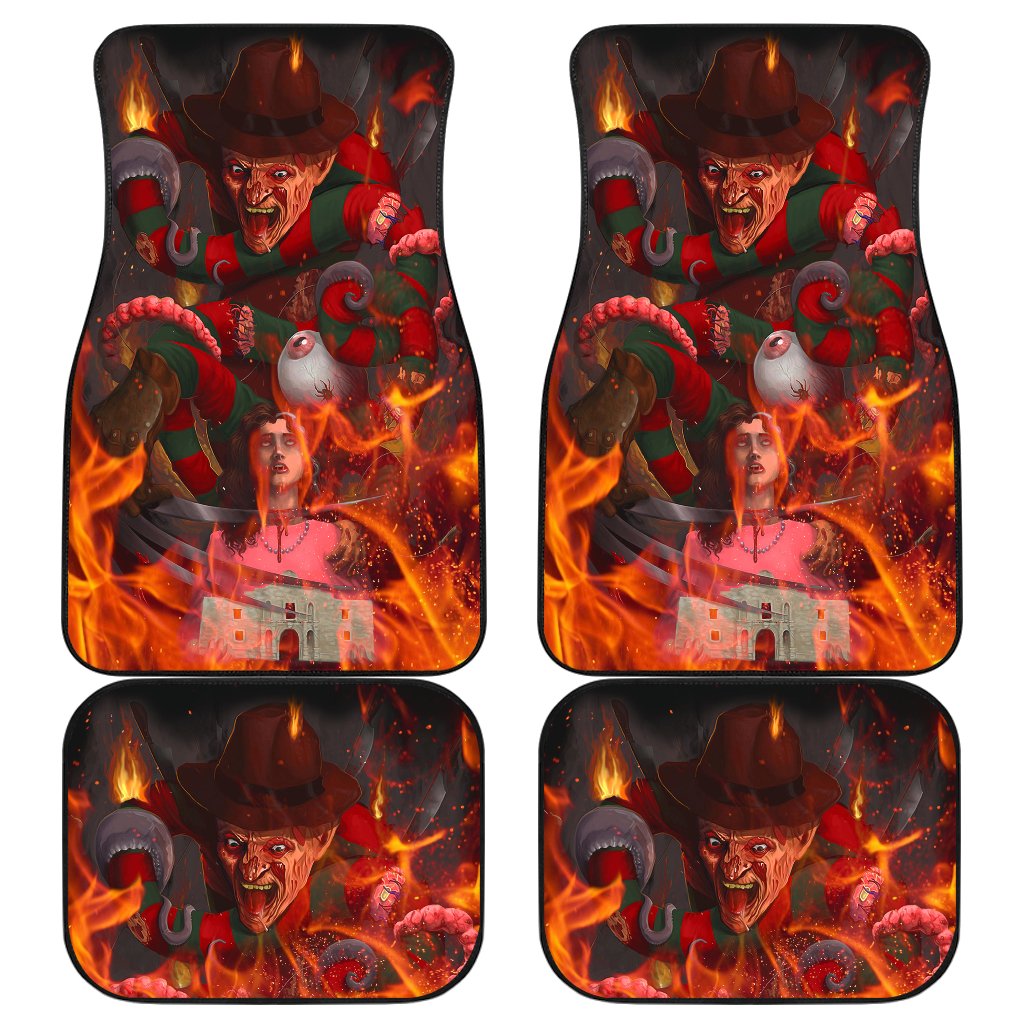 Horror Car Floor Mats Freddy Krueger Human Organ In Fire Car Mats