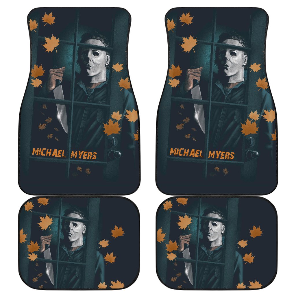 Horror Car Floor Mats Michael Myers Window Maple Leaf Patterns Car Mats