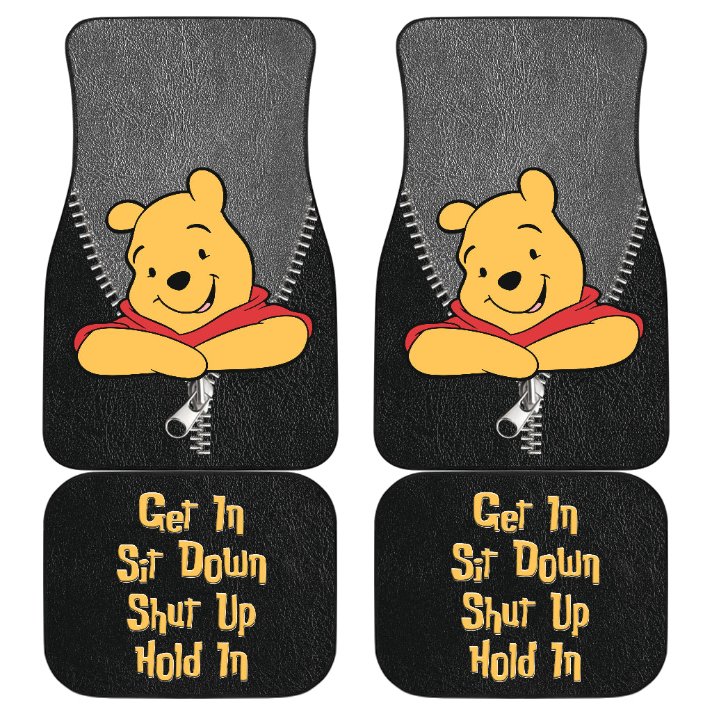 WTP Car Mats Pooh Get In Sit Down And Hold On Car Floor Mats Black Gray