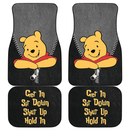 WTP Car Mats Pooh Get In Sit Down And Hold On Car Floor Mats Black Gray