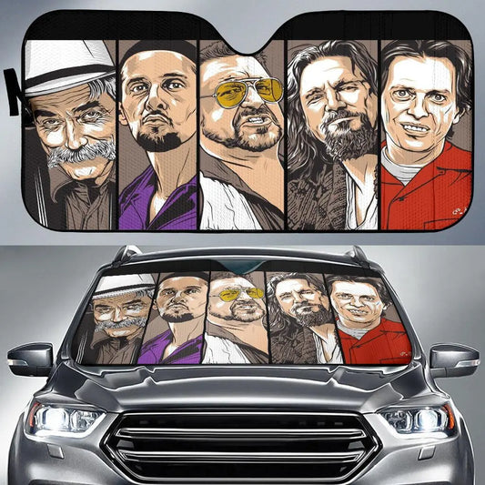 The Big Lebowski Car Sun Shade Big Lebowski Characters Faces Winshield Sun Shade Black Gray