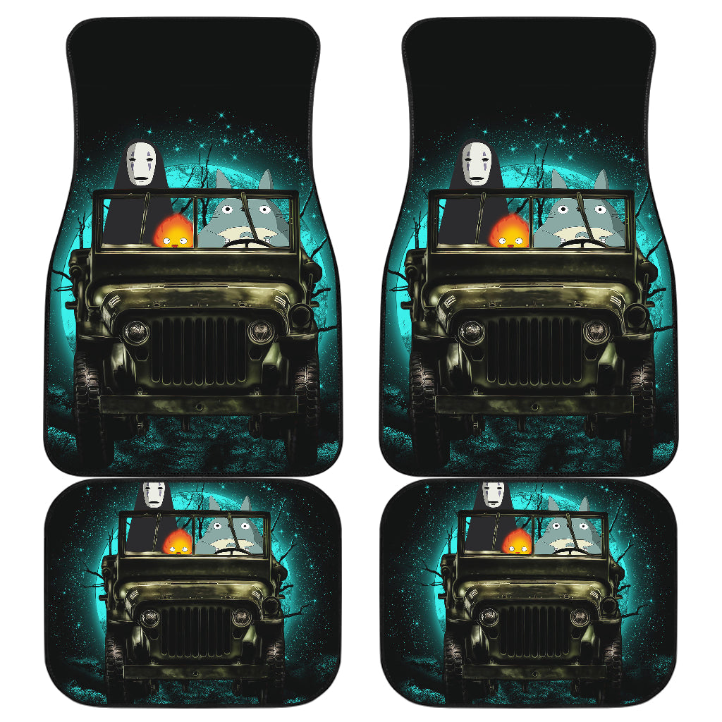 SGhibli Car Mats SGhibli Totoro No Face Calcifer On Car Car Floor Mats Black Blue