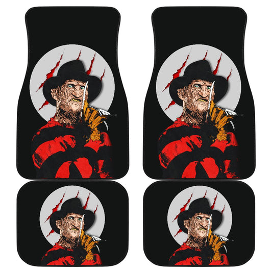 Horror Car Floor Mats Freddy Krueger Claw On White Moon Car Mats