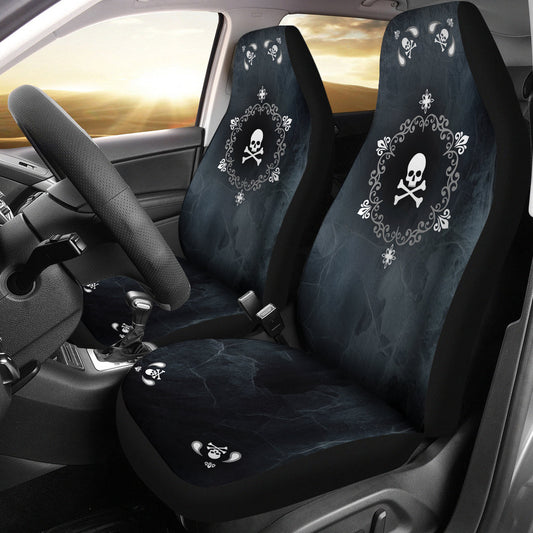 Skull Car Seat Covers Skull Mandala Flower Pattern Seat Covers Black